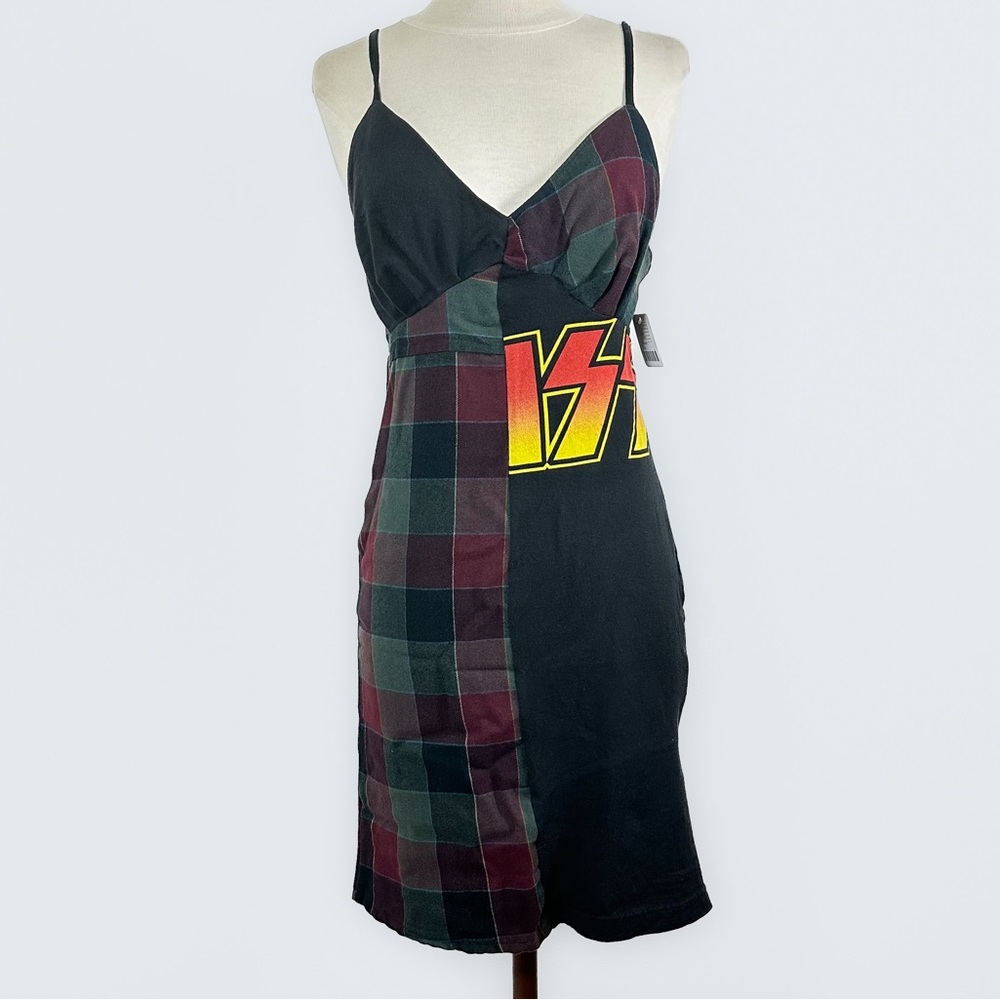 NWT Urban Renewal Flannel and T-shirt Rock Dress with KISS Shirt size M/L